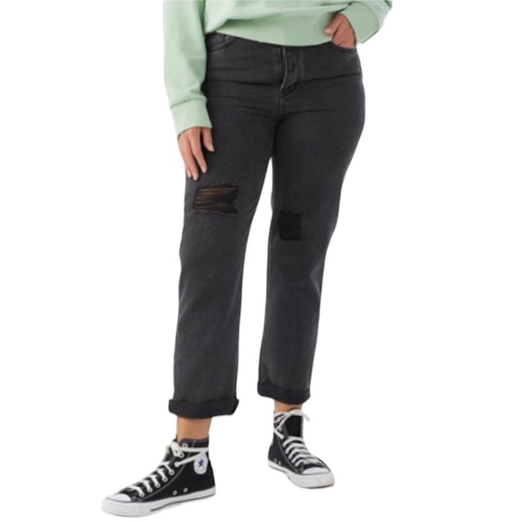 NWT O’Neill black distressed straight leg jeans. Size 28 - Picture 2 of 7